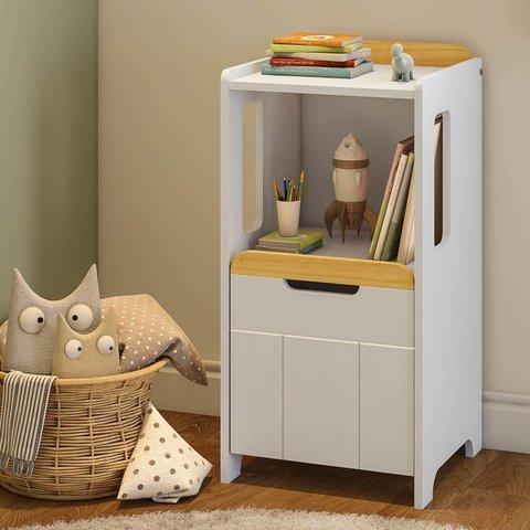 Estante Nicho com Porta Petit Casatema MadeiraOriginals Branco/Mel