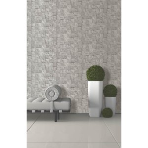 Papel de parede Roll In Stones pedras 3D cinza .