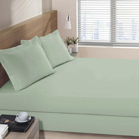 Lençol Avulso com Elástico King 230 Fios Essencial - Buettner Verde