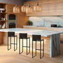 Ver imagem 6 de Kit 3 Bancos Quadrado Junco Argila para Bancada Alta Cozinha Área Gourmet Bistrô Piscina Bar