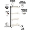 Ver imagem 4 de Kit Escritório Estante Areta 4 Prateleiras com Mesa Industrial Aspen 135cm C01 Snow - Lyam Decor