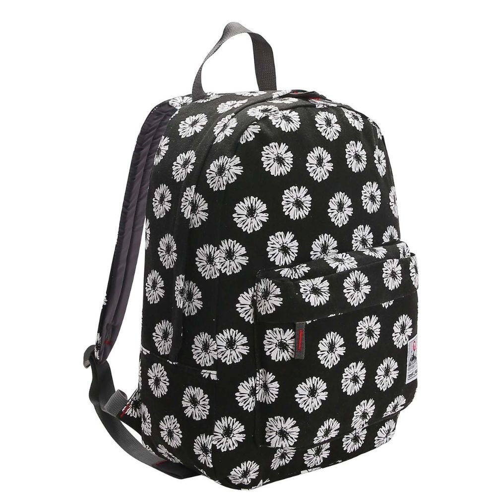 Mochila de Costas Casual Canvas Teen Flores Republic Vix Preto Mochila de Costas Casual Canvas Teen 