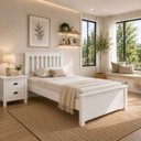 Ver imagem 1 de Cama de Solteiro de Madeira Maciça Ecoconfort Branco