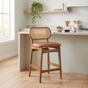 Ver imagem 2 de Banqueta Organik Encosto Anatômico com Telinha Rattan Natural - Amêndoa - Corano Marrom Mescla