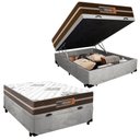 Ver imagem 1 de Cama Box Baú Casal Suede Colchão Molas Ensacadas Colchões 138cm Suporta até 120 Kg por Pessoa