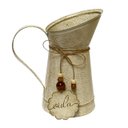 Ver imagem 1 de Vaso Jarro Decor de Metal Rústico Bege Plaquinha Vida 19,5cm