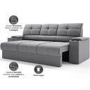 Ver imagem 3 de Sofá com Porta Copos Retrátil e Reclinável Tom 2,05m Velosuede - Netsofas - Cinza
