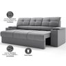 Sofá com Porta Copos Retrátil e Reclinável Tom 2,05m Velosuede - Netsofas - Cinza - 3