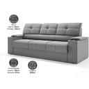 Ver imagem 2 de Sofá com Porta Copos Retrátil e Reclinável Tom 2,05m Velosuede - Netsofas - Cinza