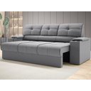 Ver imagem 1 de Sofá com Porta Copos Retrátil e Reclinável Tom 2,05m Velosuede - Netsofas - Cinza