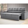 Sofá com Porta Copos Retrátil e Reclinável Tom 2,05m Velosuede - Netsofas - Cinza - 1