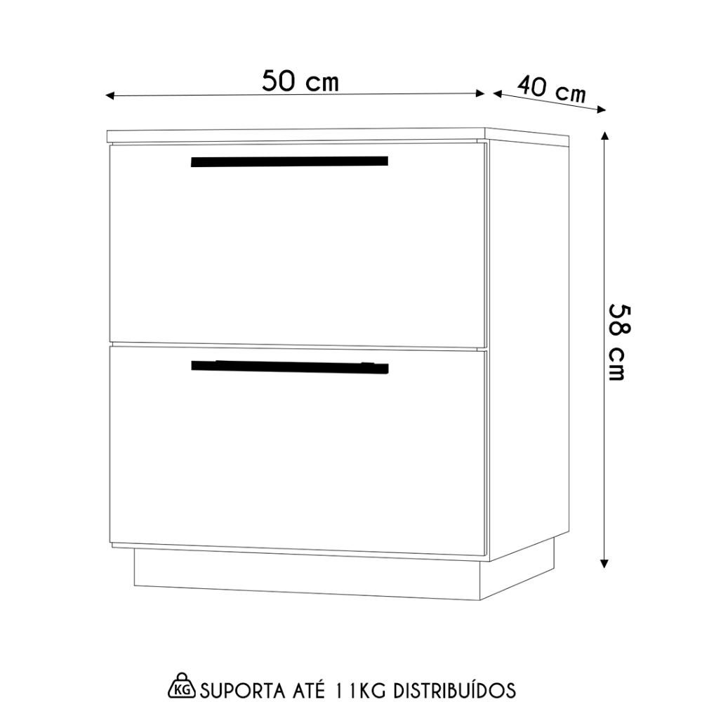 Mesa de Cabeceira 2 Gavetas 50cm Dubai Fendi - Vila Rica - 4