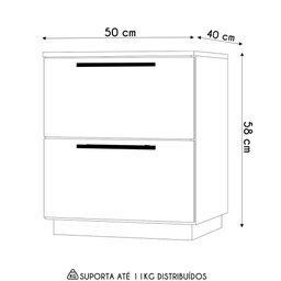 Mesa de Cabeceira 2 Gavetas 50cm Dubai Fendi - Vila Rica - 4