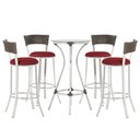 Ver imagem 1 de Jogo de Mesa Bistrô com Tampo de Vidro Redondo 4 Banquetas em Alumínio e Fibra Sintética Argila