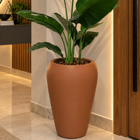 Vaso de Fibra de Vidro 62cm Tóquio m Vietnamita Terracota Fosco
