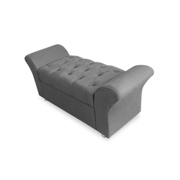 Recamier Sapateira Baú Veneza Cama Solteiro 90 cm Suede Cinza DL Decor - 1