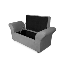 Recamier Sapateira Baú Veneza Cama Solteiro 90 cm Suede Cinza DL Decor - 2