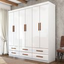 Ver imagem 1 de Guarda-roupa Solteiro Denver 6 Portas 6 Gavetas Branco - Carioca Móveis