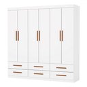 Ver imagem 2 de Guarda-roupa Solteiro Denver 6 Portas 6 Gavetas Branco - Carioca Móveis