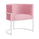 Ver mais imagens de Poltrona Decorativa Luana Base Branca Suede Cores - DS Estofados Poltrona Luana Rosa