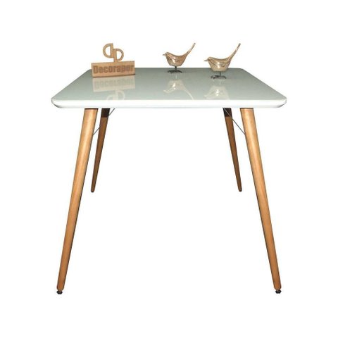 Mesa de Jantar Pés Palito 4 Lugares Retangular MDF Laqueado 120x70cm Off White Decoraper