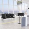 Cadeira Longarina 3 Lugares Aeroporto Recepção Cromado Baixa Flexi P03 Poliéster preto - lyam Lyam D - 2