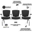 Ver imagem 4 de Cadeira Longarina 3 Lugares Aeroporto Recepção Cromado Baixa Flexi P03 Poliéster preto - lyam Lyam D