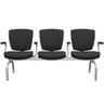 Cadeira Longarina 3 Lugares Aeroporto Recepção Cromado Baixa Flexi P03 Poliéster preto - lyam Lyam D - 1