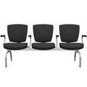 Ver imagem 1 de Cadeira Longarina 3 Lugares Aeroporto Recepção Cromado Baixa Flexi P03 Poliéster preto - lyam Lyam D