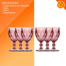 Conjunto de Taças Diamond 245ml:roxo - 2