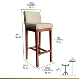 Kit 2 Banquetas Alta para Cozinha Lisboa 100 Cm Suede Bege CCS - 2