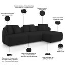 Ver imagem 4 de Sofá 4 Lugares com Chaise Direito Sala Living 288cm Arlo F04 Veludo Preto - Lyam Decor