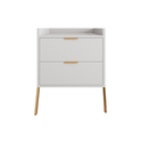 Ver imagem 3 de Kit 2 Mesas de Cabeceiras Retrô com 2 Gavetas Asher 45cm - Branco