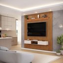 Ver imagem 5 de Painel Trento para TV com Bancada 223 Ripado Freijó Off White com LED- DJ Móveis