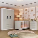 Ver imagem 2 de Quarto de Bebê Completo com Berço Americano 3 em 1 Colchão Teddy Multimóveis Mp4664 Branco/off