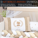 Ver imagem 3 de Kit Berço Trança Ursinho Marinho Menino 11 Peças com Saia:caqui