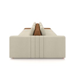 Sofá Ilha com Encosto e Almofadas Móveis Olimpo 335cm Modulado Linho/pu Bege/caramelo G45 - Gran Bel - 6
