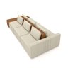 Sofá Ilha com Encosto e Almofadas Móveis Olimpo 335cm Modulado Linho/pu Bege/caramelo G45 - Gran Bel - 5