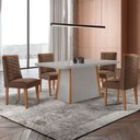 Ver imagem 1 de Mesa de Jantar Diane 120cm Tampo Mdf Vidro com 4 Cadeiras Safira Moderna Mobília