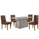 Ver imagem 2 de Mesa de Jantar Diane 120cm Tampo Mdf Vidro com 4 Cadeiras Safira Moderna Mobília