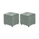 Ver imagem 1 de Kit 2 Puff Baú Decorativo Cristal 40x40 Estofado em Veludo Cinza