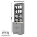 Ver imagem 3 de Cristaleira 2 Portas 2 Gav 72 Cm C357 Americana Cinza Calcare Henn
