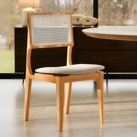 Kit 2 Cadeiras Granada Madeira Maciça C/ Estofado em Linho