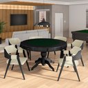 Ver imagem 1 de Conjunto Mesa de Jogos Carteado Bellagio Tampo Reversível e 6 Cadeiras Madeira Poker Base Estrela Pu