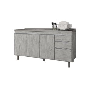 Balcão Armário de Cozinha Premium 160cm Rústico S/ Tampo - Nathan