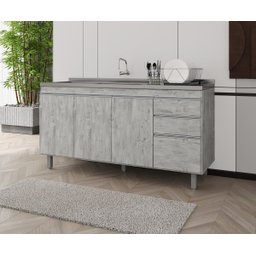 Balcão Armário de Cozinha Premium 160cm Rústico S/ Tampo - Nathan - 2