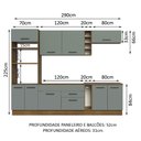 Ver imagem 4 de Armário de Cozinha Completa 290cm Rustic/Cinza Agata Madesa 01