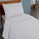 Ver imagem 4 de Kit Cobre Leito Colcha Bellini Solteiro Dupla Face Percal 300 Fios Textura Matelassê - Branco