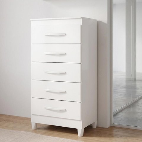 Cômoda Esmeralda 5 Gavetas Branco - Móveis Albatroz