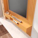 Ver imagem 7 de Painel para TV até 84 Polegadas Ripado LED com Vidro Reflecta Cristaleira 100% MDF 219CMX269CM Vitoria Regia Yescasa Nature